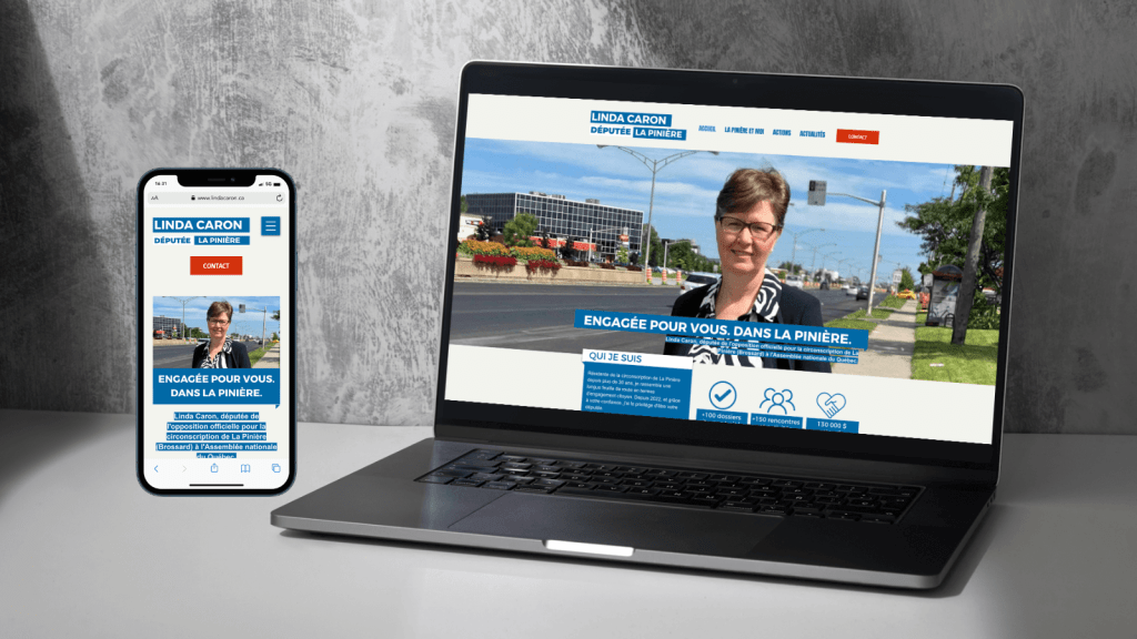 Aperçu du site Internet de Linda Caron, députée de l'Assemblée nationale du Québec, au Canada