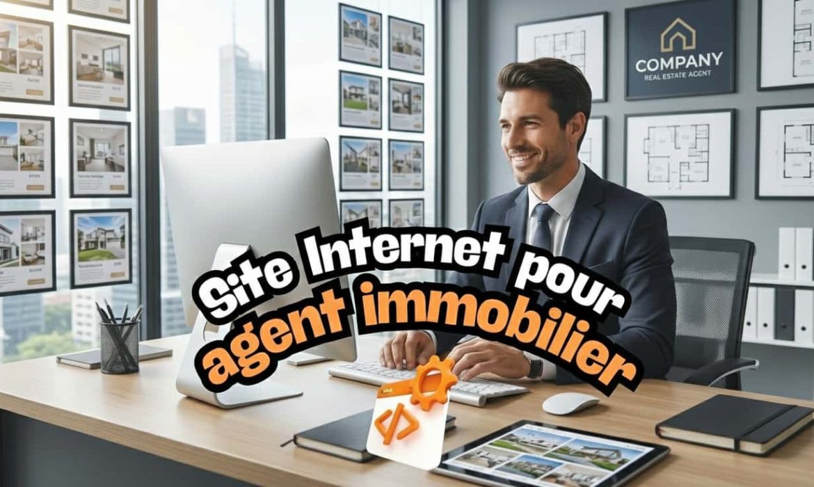 Image d'illustration de l'article sur la création de site Internet pour agent immobilier indépendant montrant un agent dans son bureau