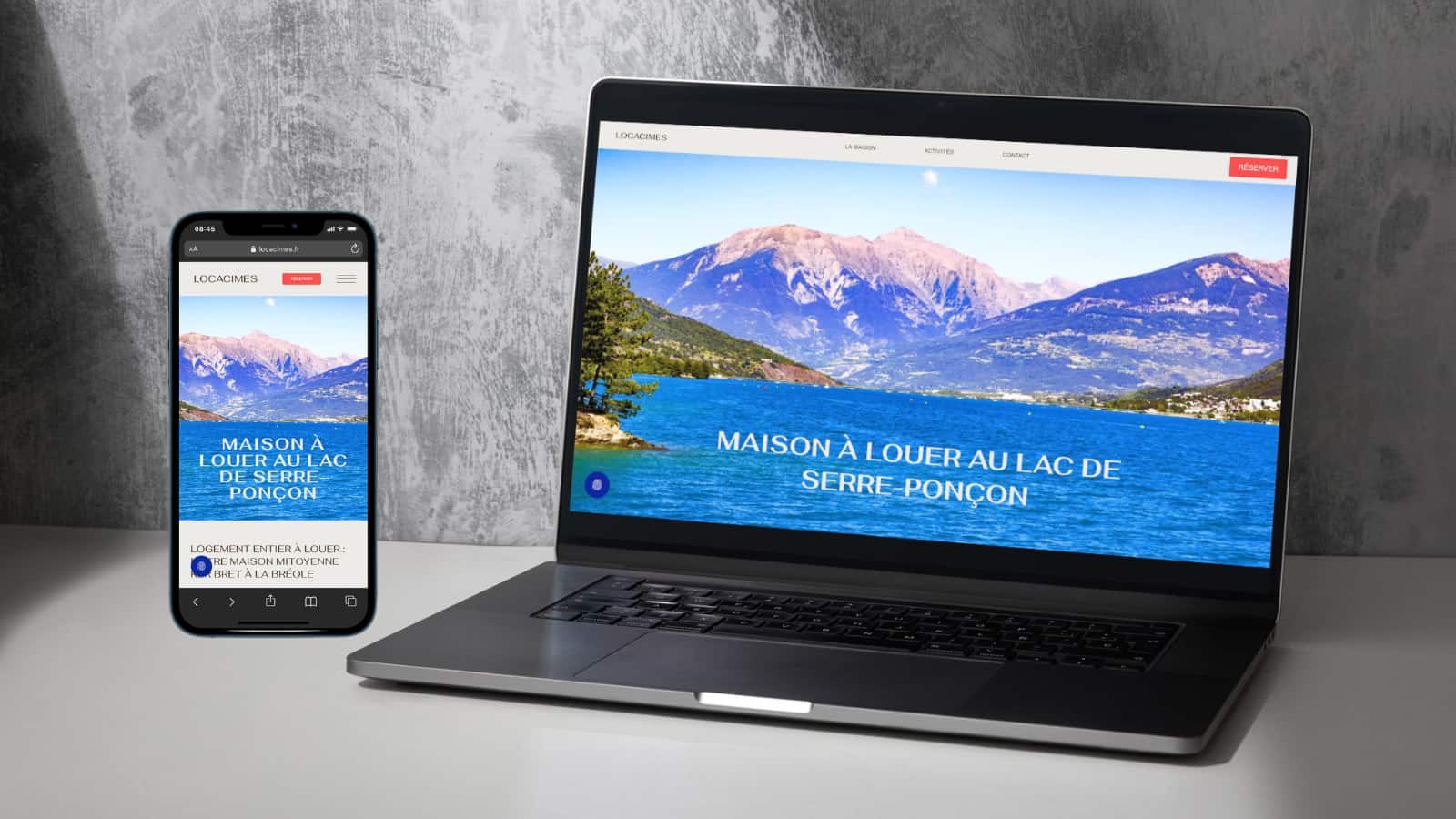 Mockup du site Internet de Locacimes, locations touristiques saisonnières