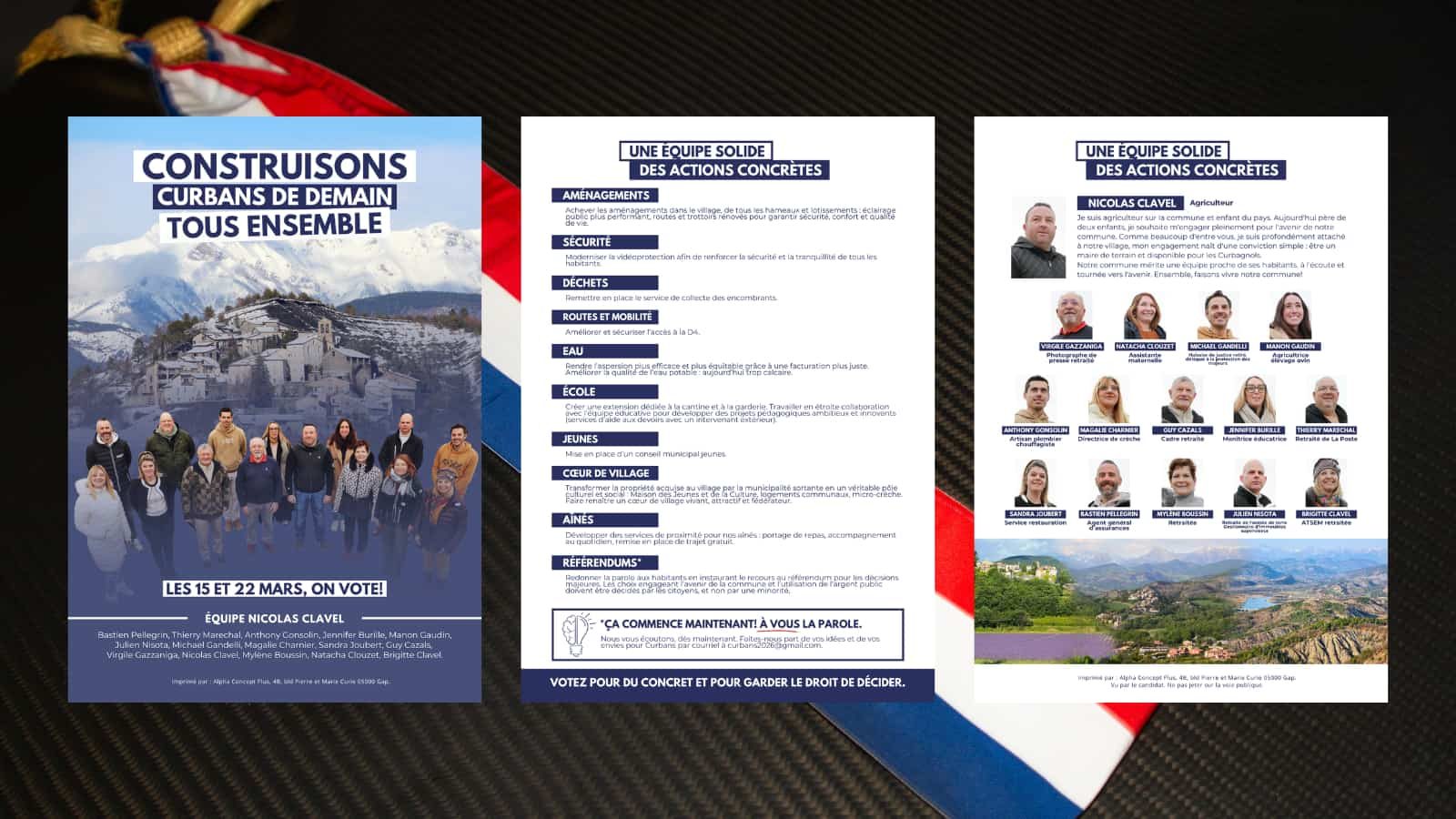 Tract pour la campagne électorale municipale de Curbans 2026 en France